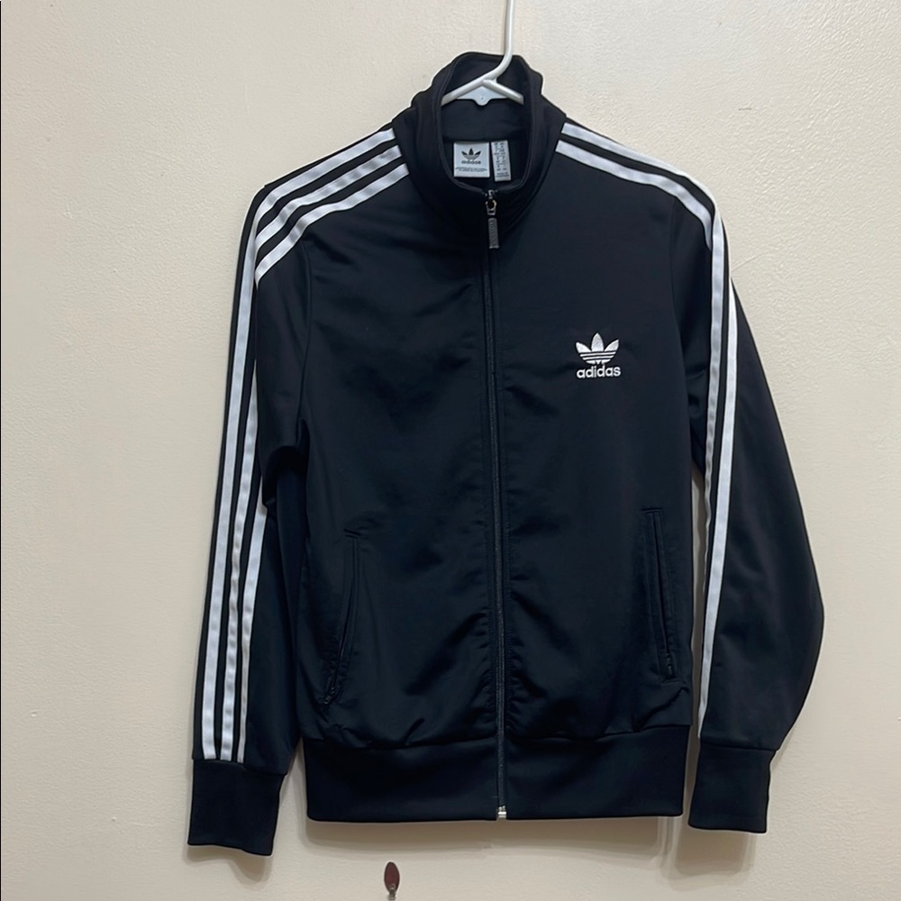 Adidas Black Jacket with White Accents Size M